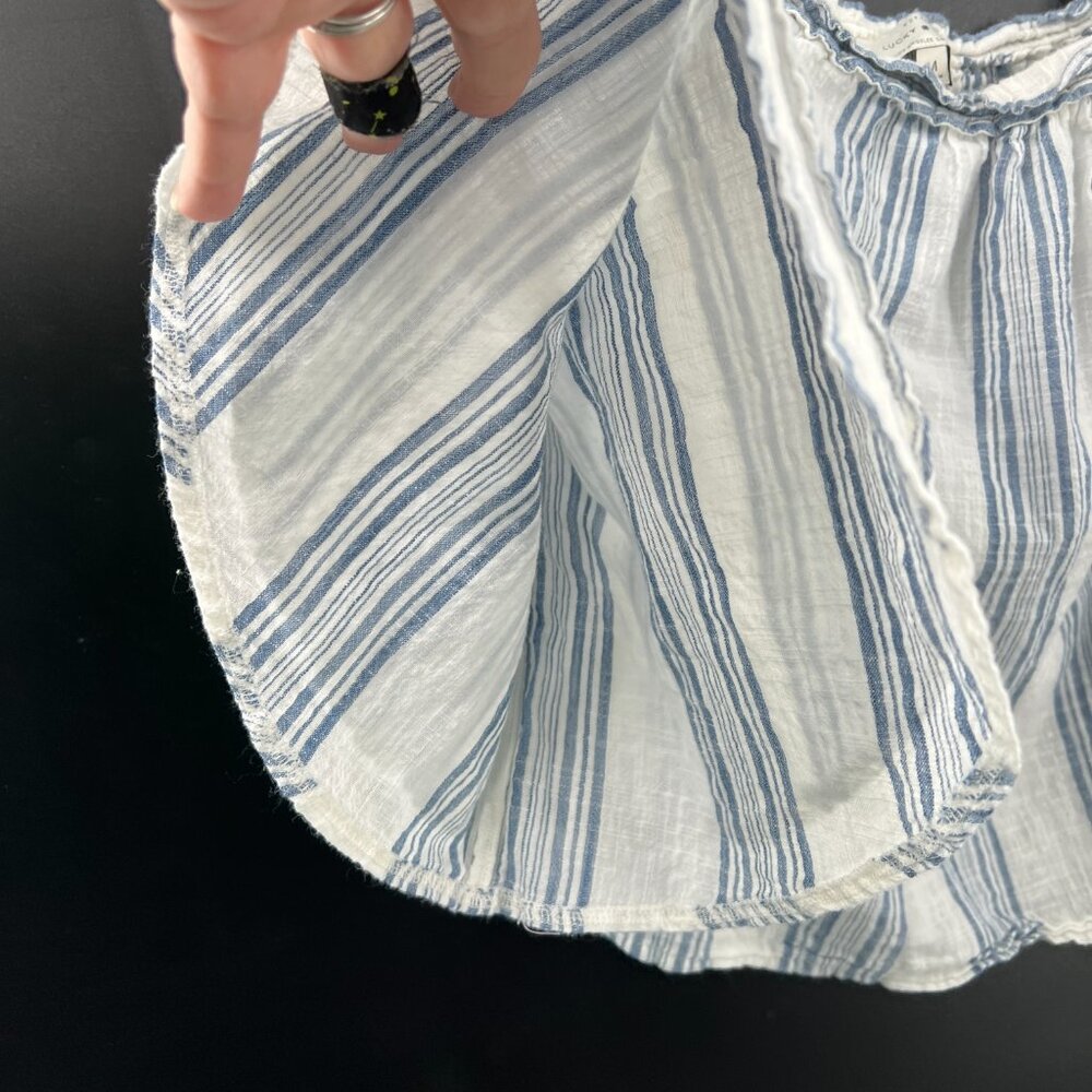 Lucky Brand bell sleeve off the shoulder cotton crop top beachy coastal blue M - Picture 5 of 11